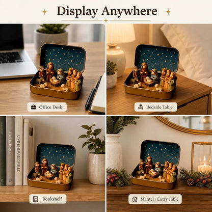 Miniature Nativity scene keepsake tin