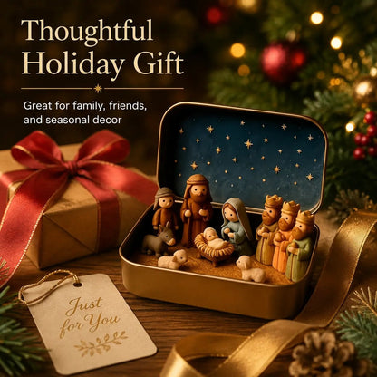 Miniature Nativity scene keepsake tin