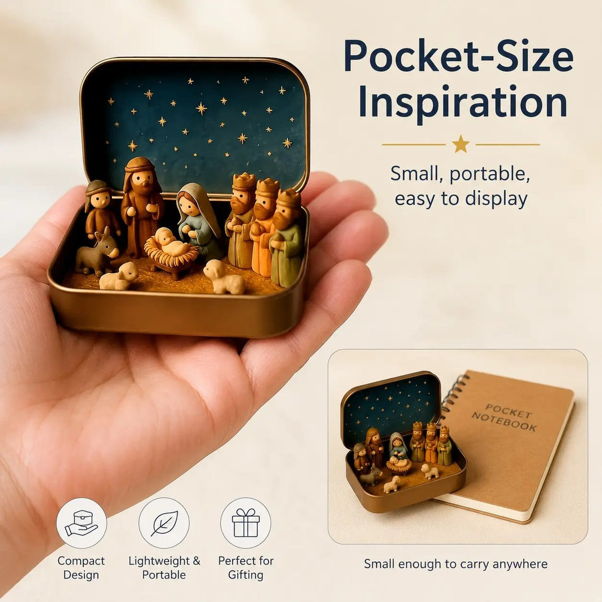 Miniature Nativity scene keepsake tin