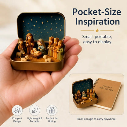 Miniature Nativity scene keepsake tin