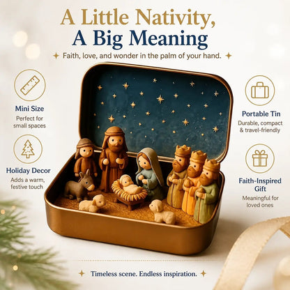 Miniature Nativity scene keepsake tin