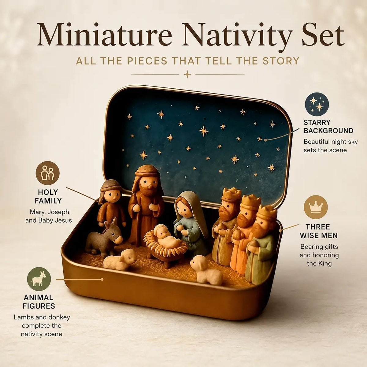 Miniature Nativity scene keepsake tin