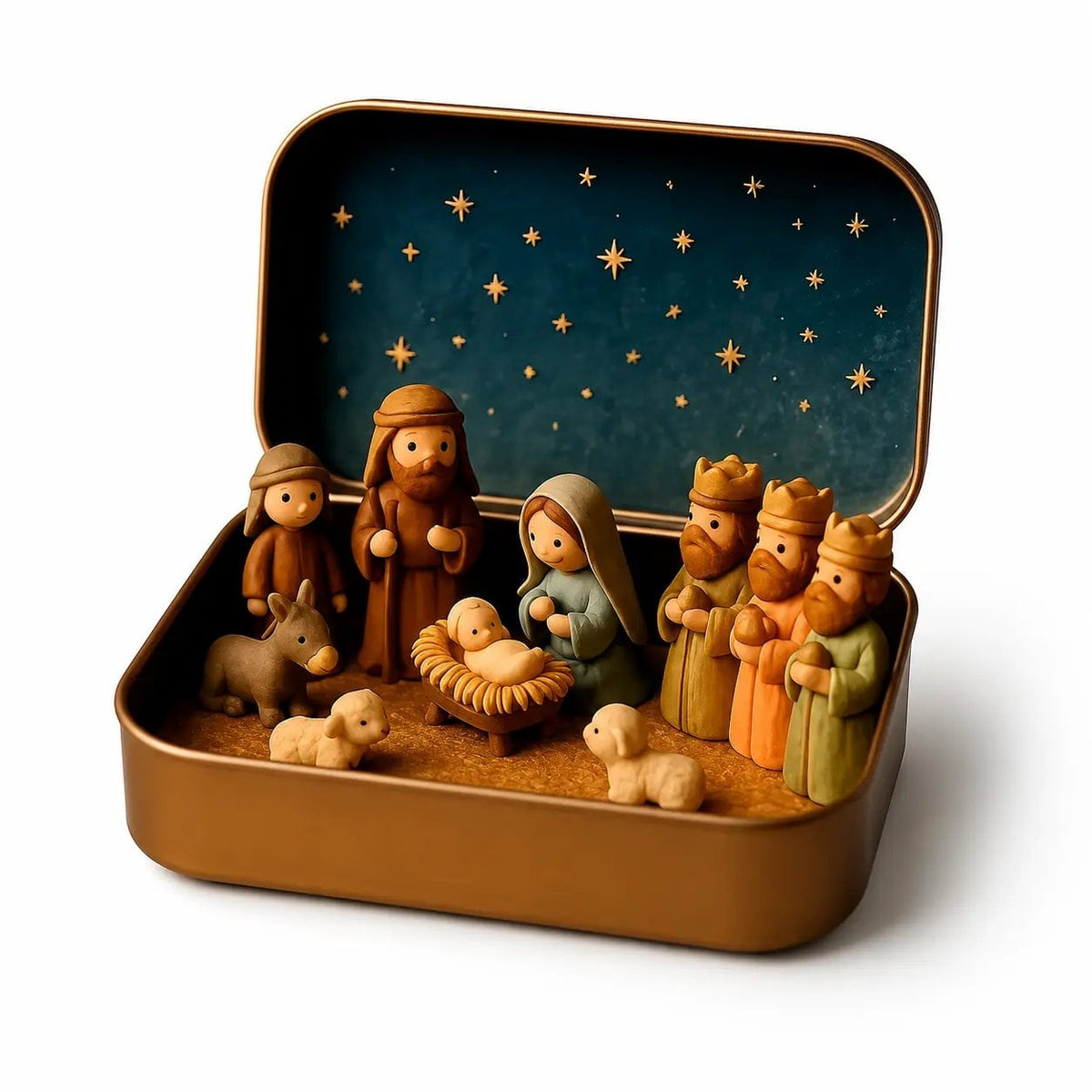 Miniature Nativity scene keepsake tin