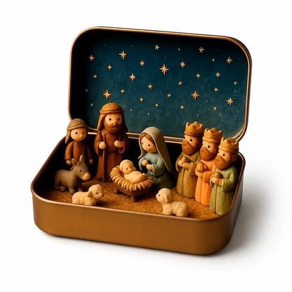 Miniature Nativity scene keepsake tin
