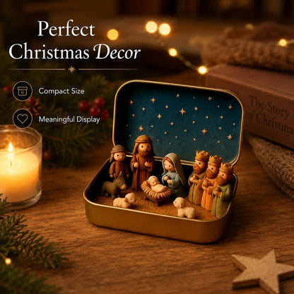 Miniature Nativity scene keepsake tin