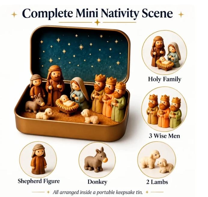 Miniature Nativity scene keepsake tin