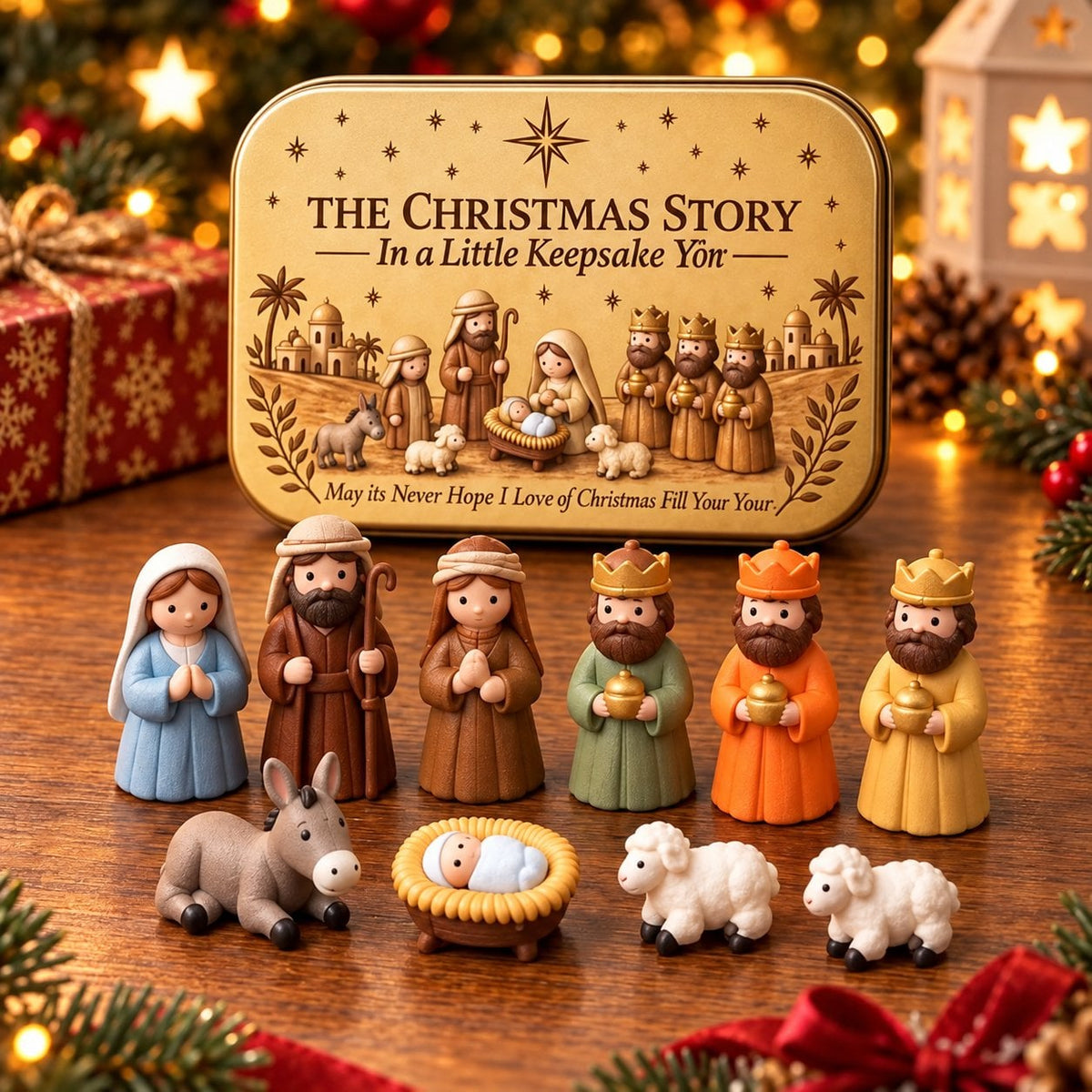 Miniature Nativity scene keepsake tin