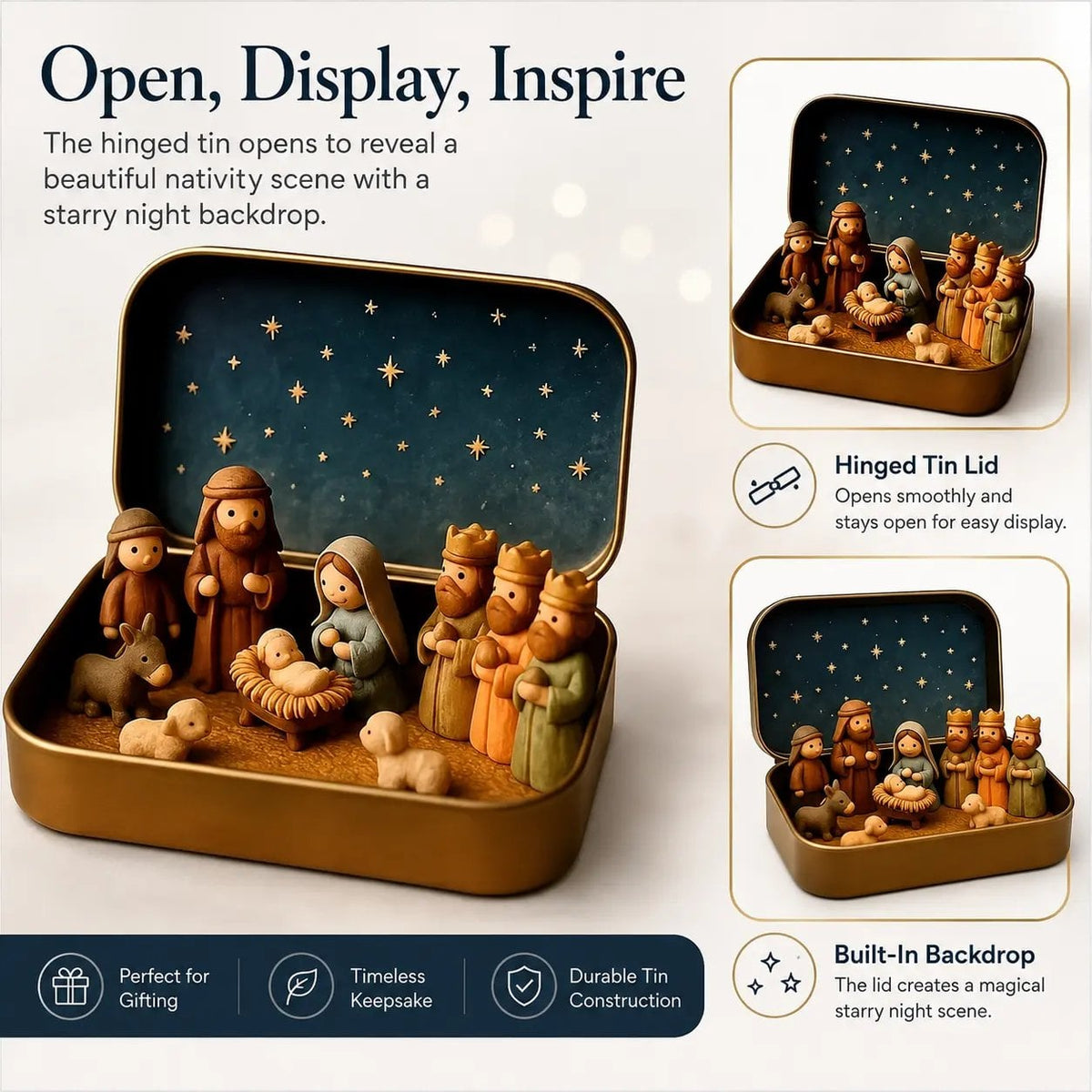 Miniature Nativity scene keepsake tin