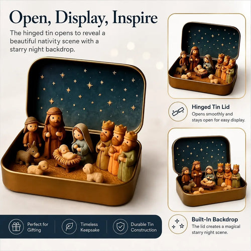 Miniature Nativity scene keepsake tin