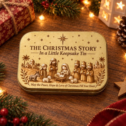 Miniature Nativity scene keepsake tin